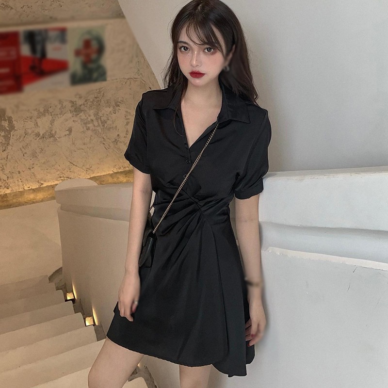 Váy Đầm Ngắn Chiết Eo Thời Trang Mùa Hè Dành Cho Nữ