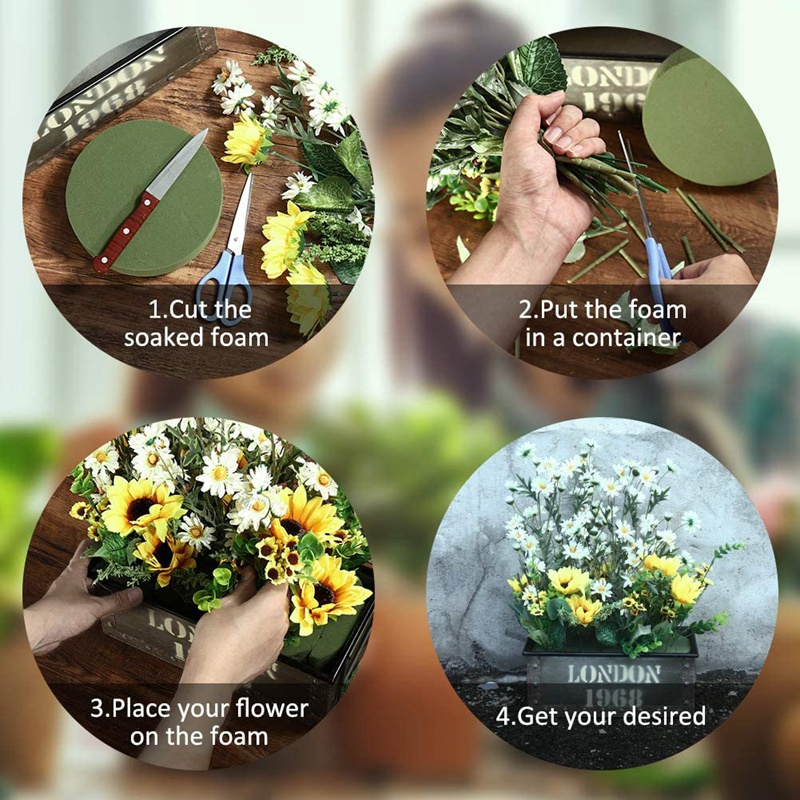 Set 15 khối xốp tròn màu xanh lá dùng để cắm hoa giả trang trí