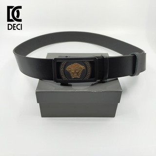 Thắt lưng da bò DECI CC mặt Versace dây màu đen
