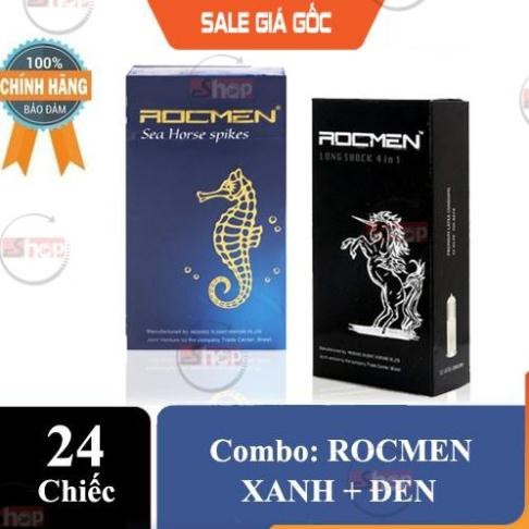 Bộ 02 Hộp Bao Cao Su ROCMEN LONG SHOCK &amp; SEA HORSE - Gân Gai Nhiều, Kéo Dài Thời Gian Yêu