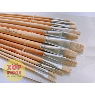 Bộ cọ vẽ tranh đầu dẹp lông heo KANGRUI 12pcs