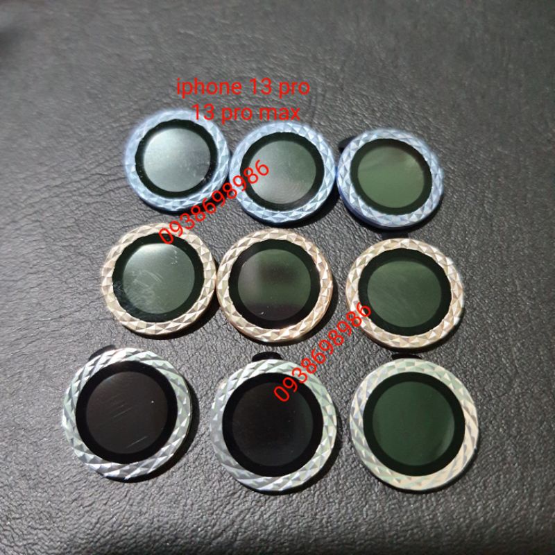 iphone 13 pro max , 13 pro , 13 , 13 mini _ Bộ 3 dán mắt camera phay kim cương lấp lánh