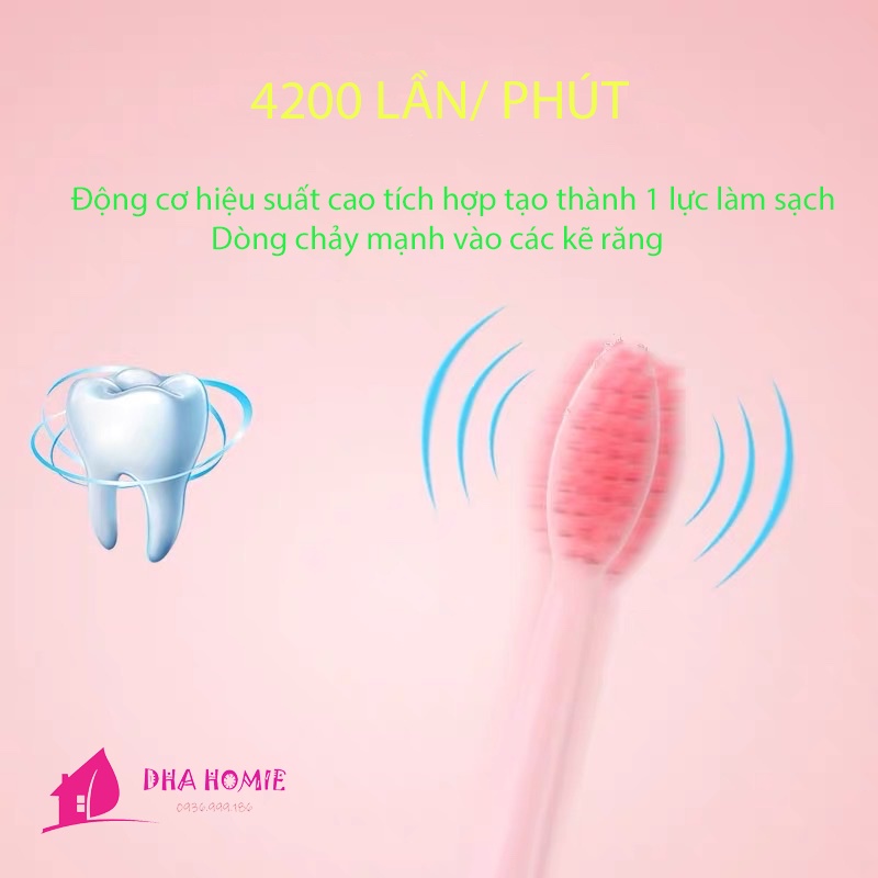 Bàn Chải Điện JIALAIYA 5IN1 Mềm Mịn Làm Sạch Hiệu Quả Tặng Kèm 5 Đầu Bàn Chải - DHA HOMIE