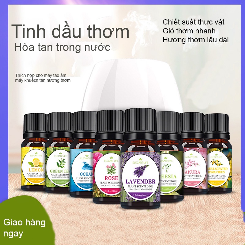 Tinh dầu thiên nhiên nguyên chất đa dạng mùi hương 10ml kết hợp máy xông tinh dầu tan nhanh thơm lâu