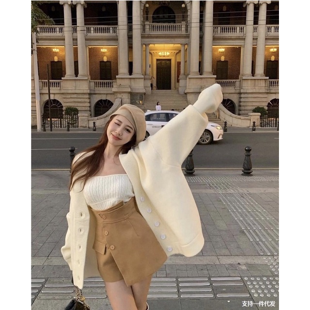 (Ảnh thật) Set áo khoác cardigan kèm áo quây len thừn | BigBuy360 - bigbuy360.vn