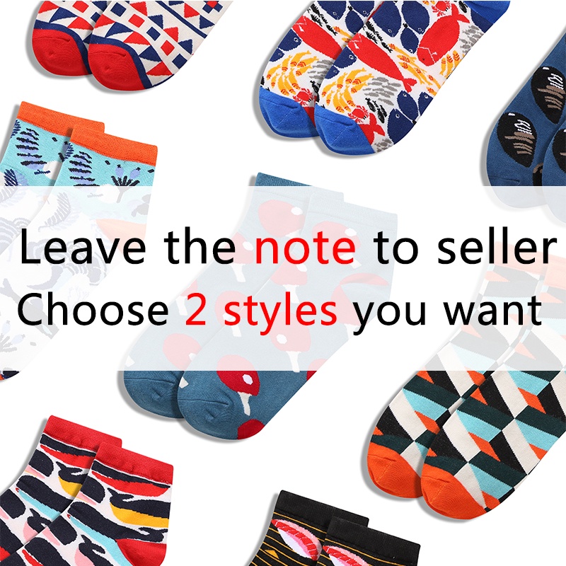 Set 2 Đôi Vớ Cổ Ngắn In Họa Tiết Hoạt Hình Vui Nhộn Thoải Mái Cho Nữ
