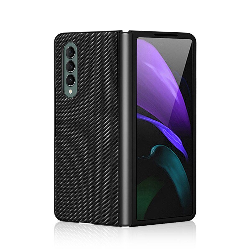 Ốp Điện Thoại Da Sợi Carbon Cứng Bảo Vệ Toàn Diện Cho Samsung Galaxy Z Fold 3 Galaxy Z Fold 2 5g Chống Sốc