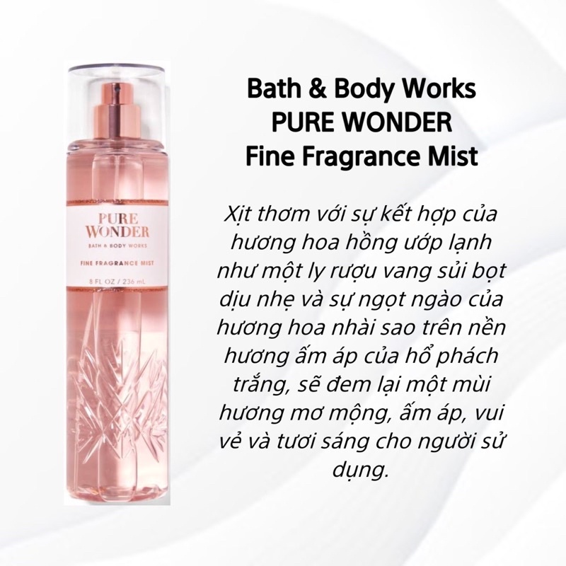 XỊT THƠM BATH BODY WORKS PURE WONDER FINE FRAGRANCE MIST (236ML