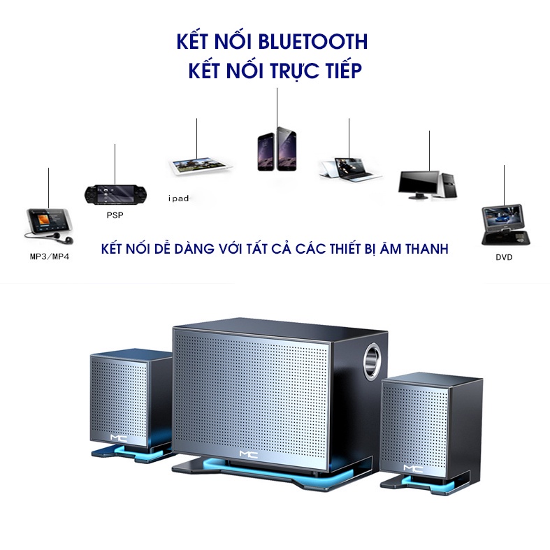 Loa máy tính Bluetooth MAICONG cao cấp để bàn cho PC Laptop điện thoại âm thanh HD Super Bass có Led siêu đẹp