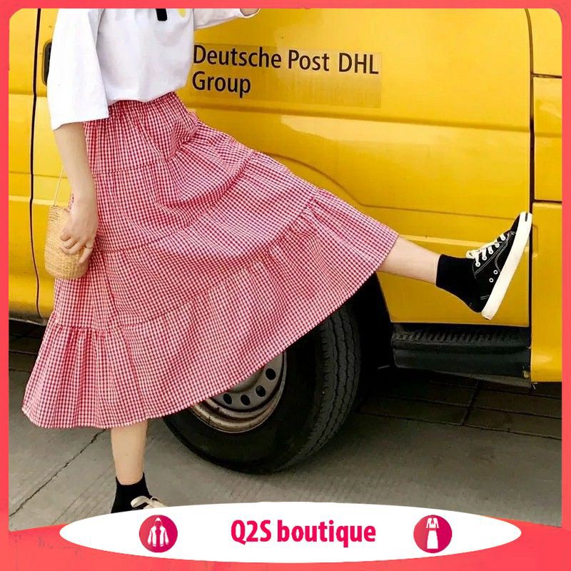 Chân Váy Midi Xòe Caro DÁNG CHỮ A CẠP CHUN | BigBuy360 - bigbuy360.vn