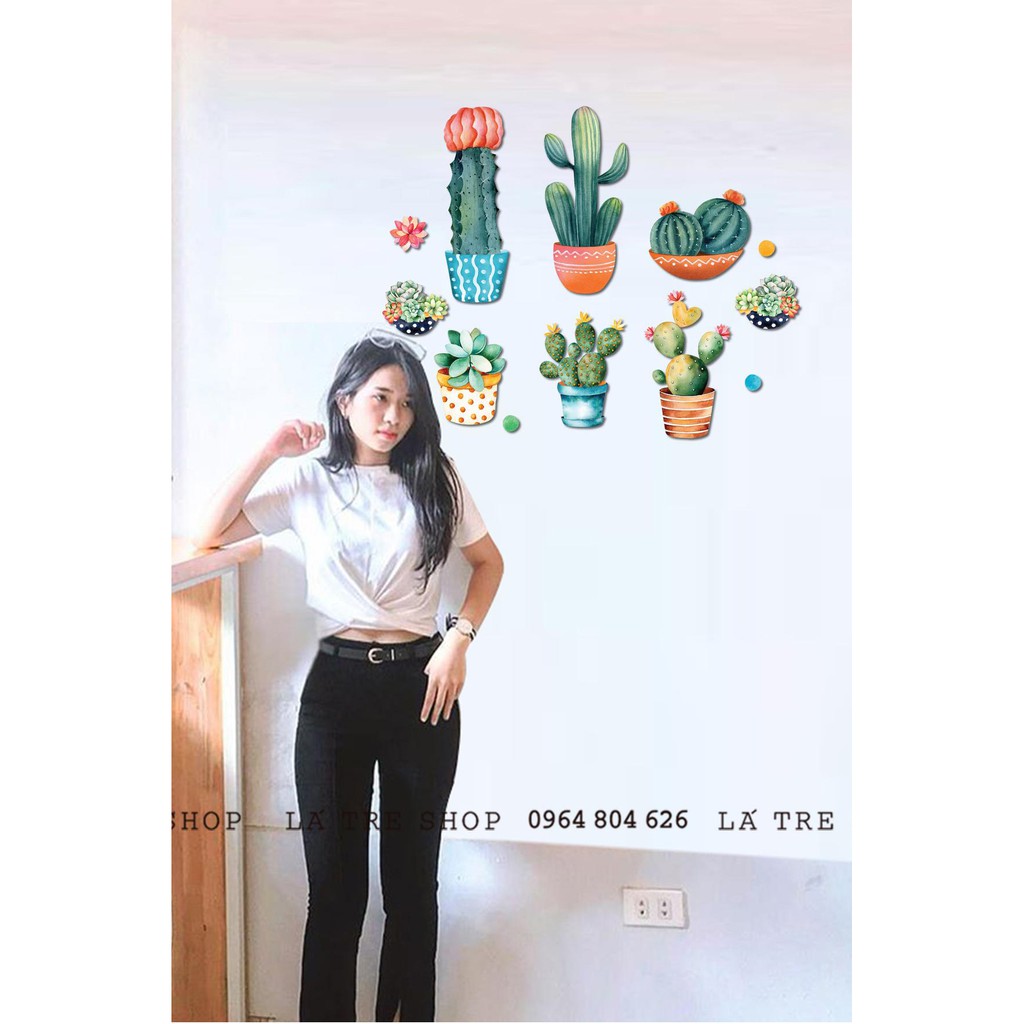 BỘ TRANH 3D Xương rồng trang trí dán tường - Set 9 hình 2002