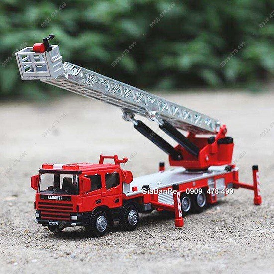 Xe Mô Hình Kim Loại Xe Cứu Hỏa Thang Xếp - KDW - Tỉ Lệ 1:50 – Dài 18cm - 9927