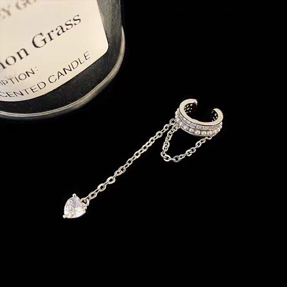 USNOW Khuyên Kẹp Sụn Tai Dáng Dài Nhiều Lớp Đính Đá Zircon Lấp Lánh Kiểu Hàn Quốc Thích Hợp Làm Quà Tặng