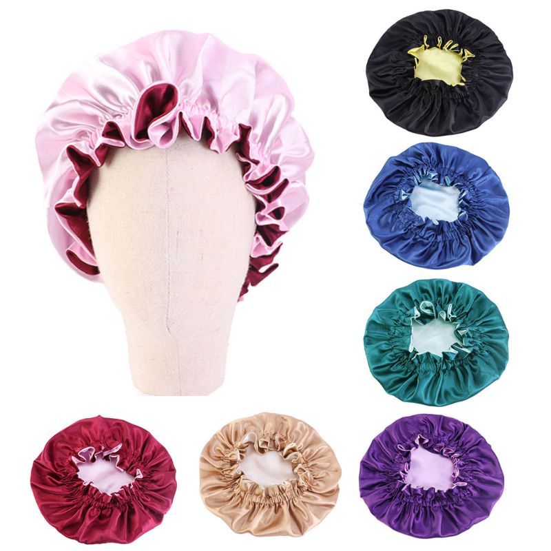 Mũ Trùm Đầu Bằng Lụa Satin Màu Trơn Dễ Thương Thời Trang Cho Bé Gái