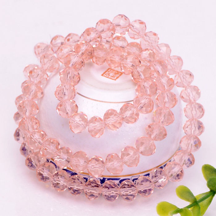 Hạt pha lê bánh cam 8mm màu hông