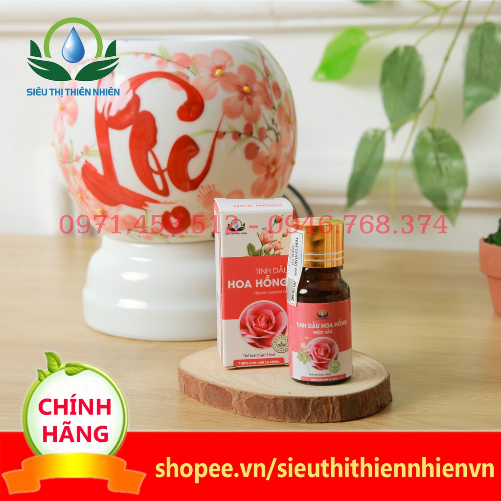 Tinh dầu hoa hồng Mộc Sắc lọ 10ml, tinh dầu dưỡng da cao cấp của siêu thị thiên nhiên