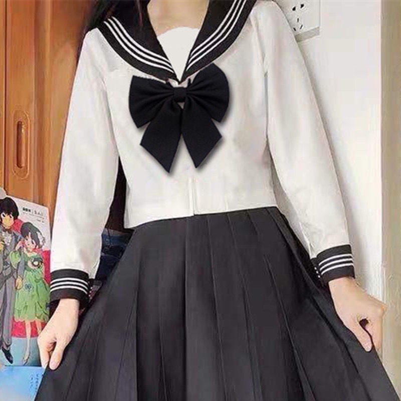 Bộ Đồng Phục Nữ Sinh Nhật Bản Gồm Áo Ngắn + Chân Váy Chữ a Xếp Ly Dễ Phối Đồ