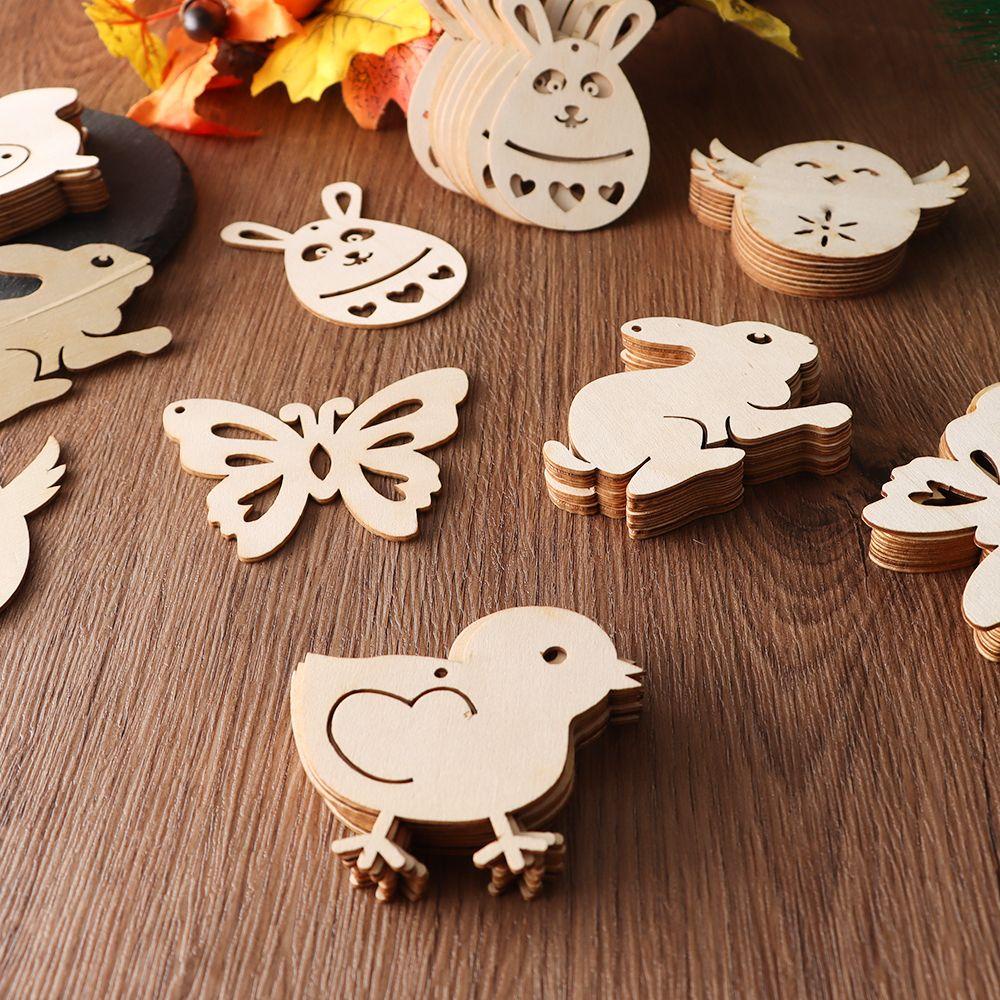 KRNY Set 10 Thẻ Treo Trang Trí Sổ Tay DIY Hình Trứng Phục Sinh Chưa Hoàn Thiện