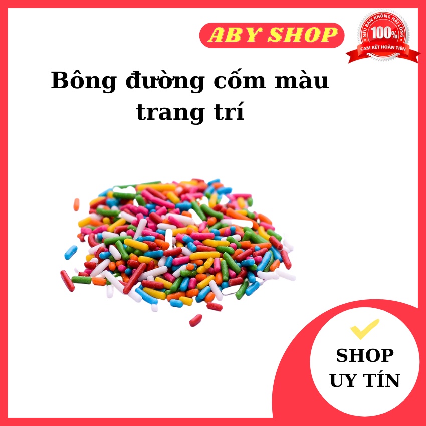 Bông đường cốm cầu vồng 100g ⚡ SIÊU NGON ⚡ đường cốm cầu vòng hương liệu tổng hợp trang trí chiếc bánh thêm bắt mắt