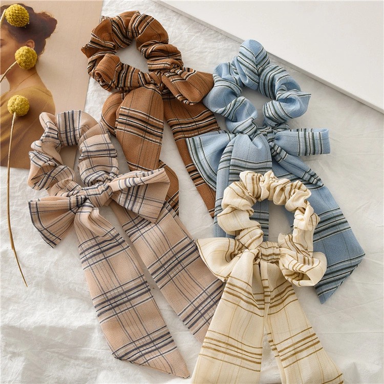 Cột tóc vải Scrunchies nơ dài chiffon - Mã SC034