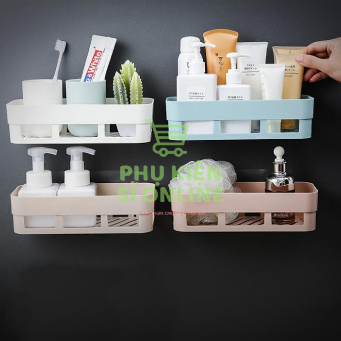 Kệ nhựa hình chữ nhật dán tường không cần khoan lỗ, chịu lực tốt (26 x 10) Store4girls