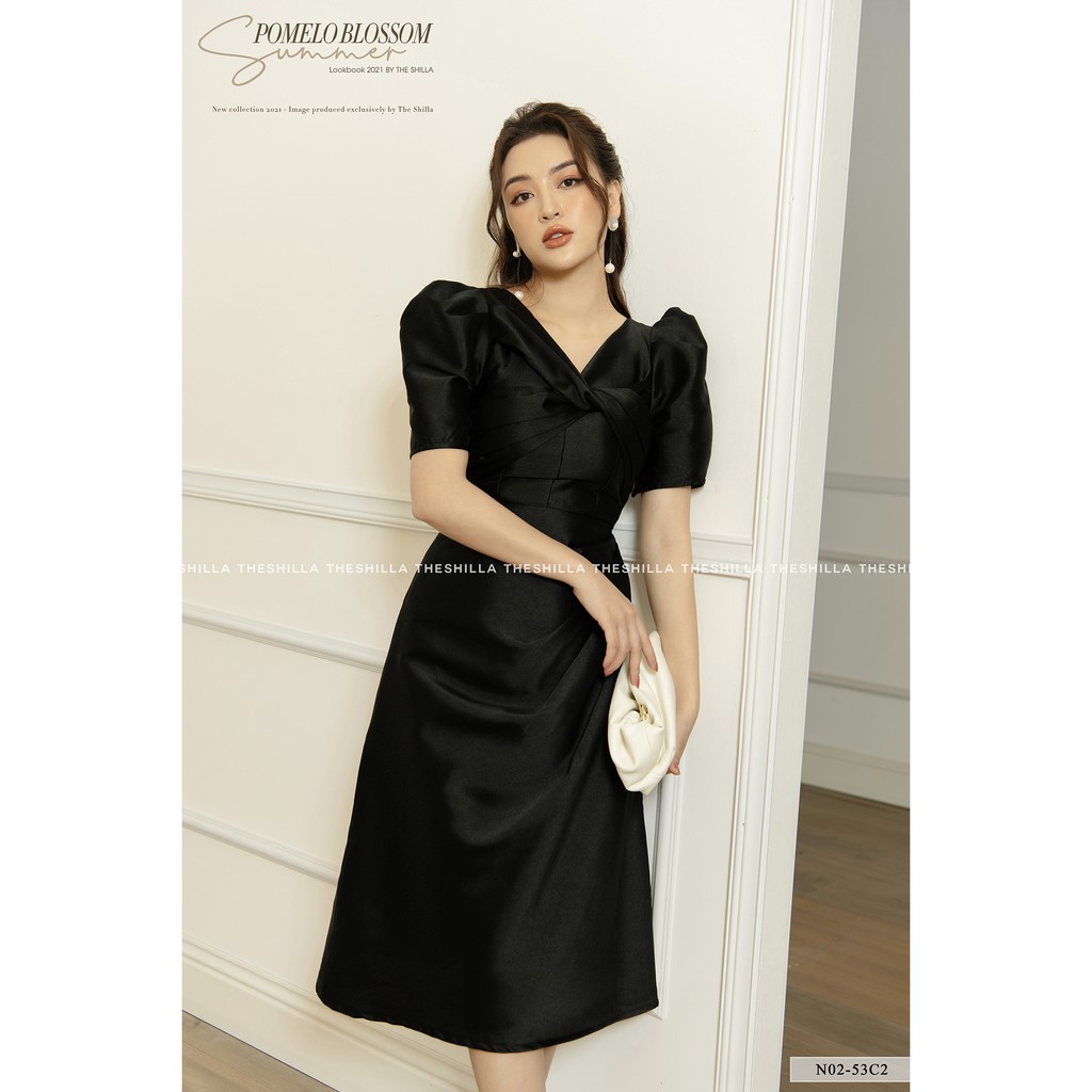 Váy thiết kế cao cấp màu đen xoắn ngực form dài sang trọng [ Có video + Ảnh thật ] The Shilla -N02-53C2