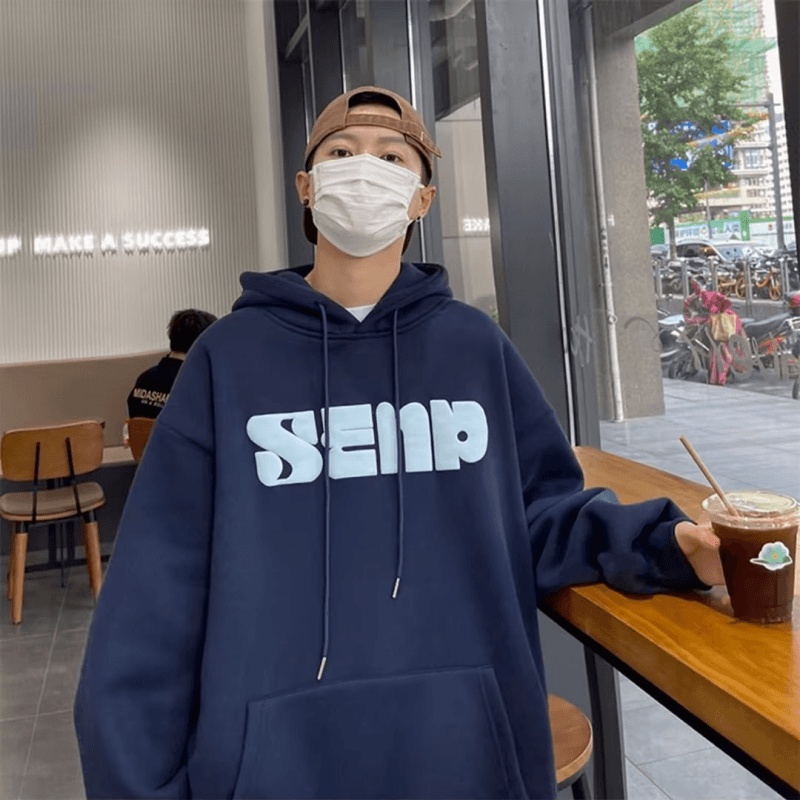 Áo hoodie Dáng Rộng In Chữ Phong Cách Hàn Quốc Thời Trang Chất Lượng Cao Cho Nam size M-5XL