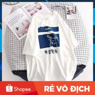 [KHUYẾN MÃI 50%]  Áo thun Tay Lỡ Thỏ Happy - Sad siêu đẹp - form rộng freesize