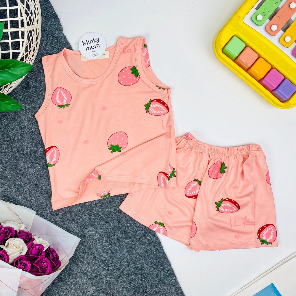 [BÉ 8-20KG] Bộ ba lỗ minkymom bé trai bé gái vải thun lạnh họa tiết trái cây mặc mùa hè mát mẻ BLTC