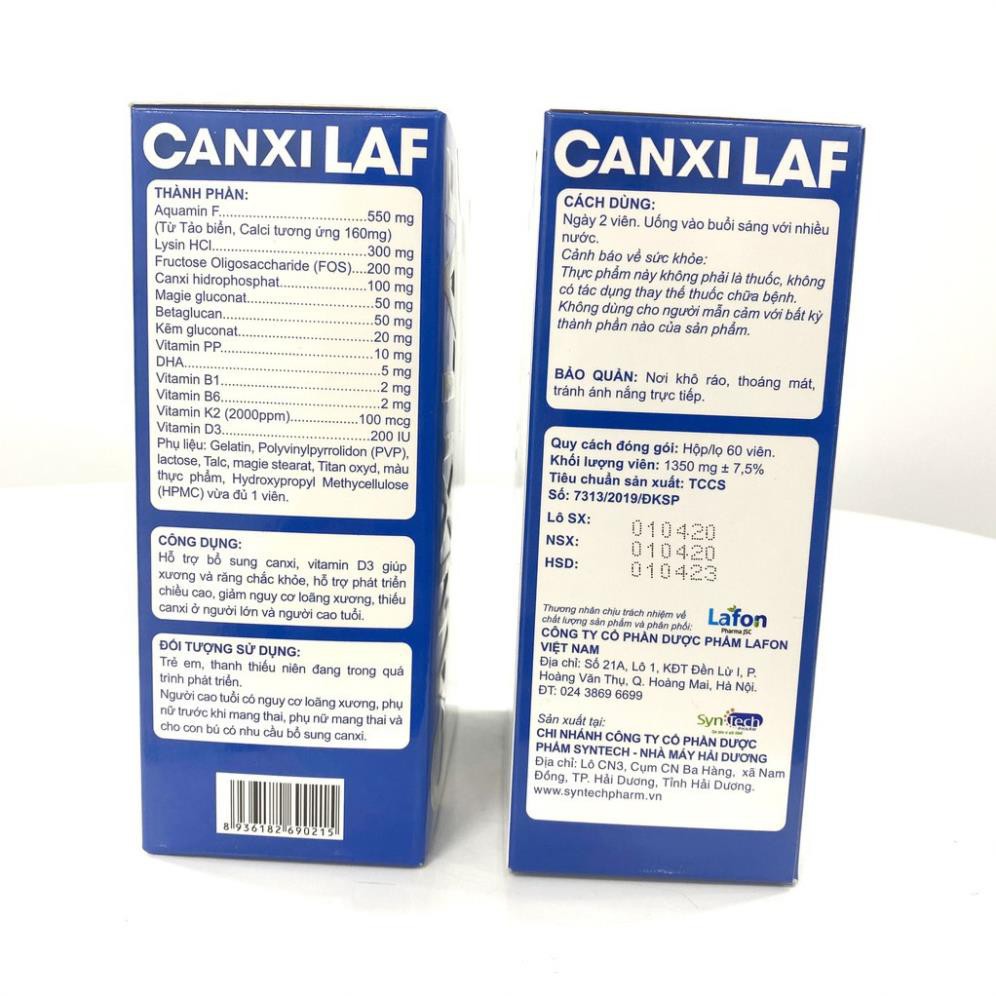 TĂNG CHIỀU CAO ❤️CHÍNH HÃNG👍 giảm loãng xương , bổ sung canxi từ tảo biển giúp xương chắc khỏe - CANXI LAF 60 VIÊN | BigBuy360 - bigbuy360.vn