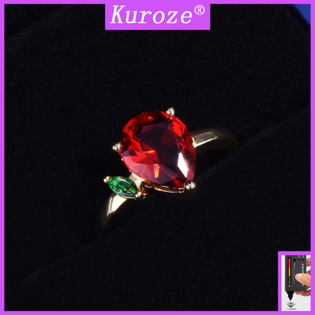 Nhẫn hở đính đá ruby màu vàng 8K