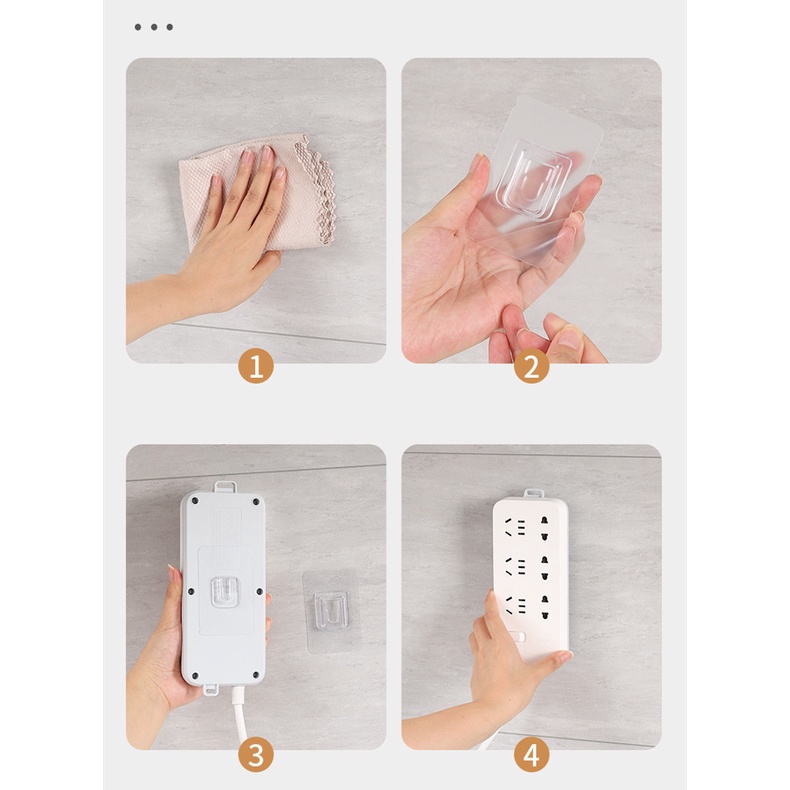 1 Cặp Móc Treo Đồ Dán Tường Hai Mặt Trong Suốt Đa Năng Sắp Xếp Gọn Gàng