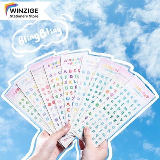 Miếng dán trang trí sổ lưu niệm họa tiết chữ cái Hàn Quốc