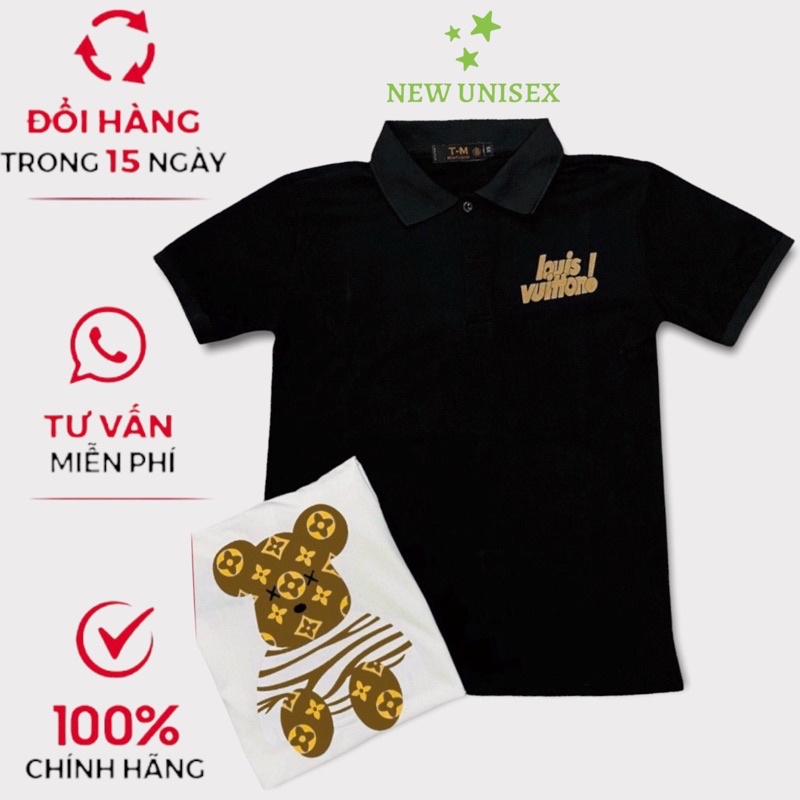 Áo Thun Nam Cổ Trụ Chất Cotton In Hình Gấu Teddy Mặc Mát Dễ Phối Đồ Đi Chơi [NEW UNISEX]