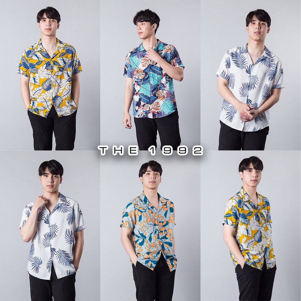 Áo đũi sơ mi Áo nhóm đi biển LINEN Áo có cổ họa tiết hoa lá THE 1992 | BigBuy360 - bigbuy360.vn