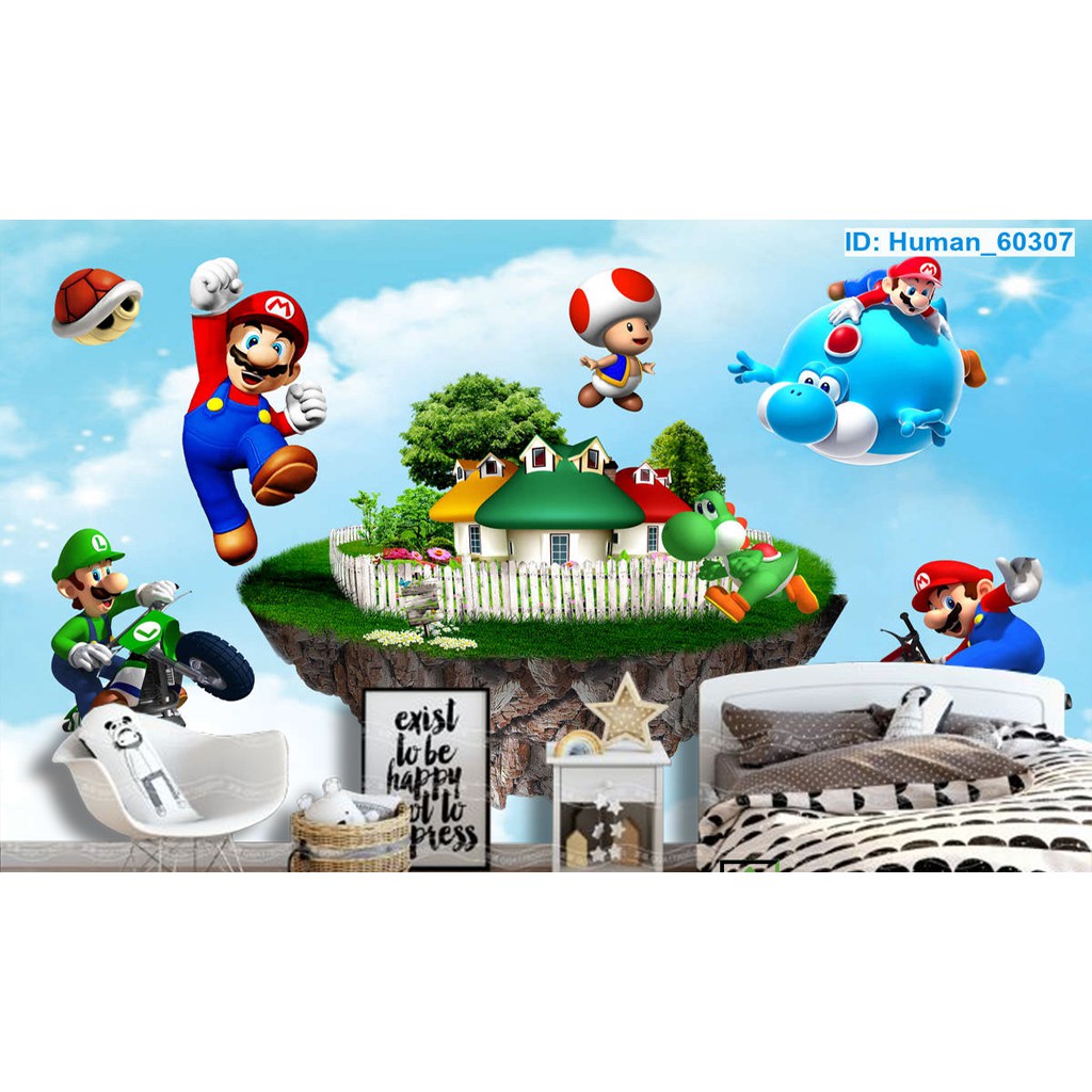Tranh dán tường 3D Mario BINBIN TB29 (Kích thước : tuỳ chọn)