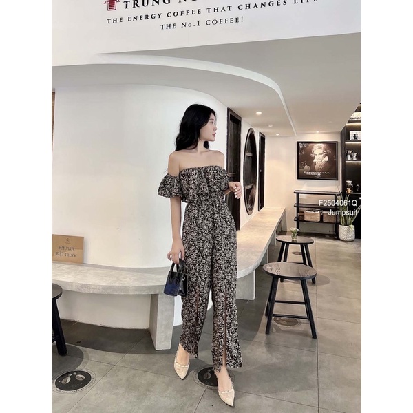 Jumpsuits trễ vai ống xẻ