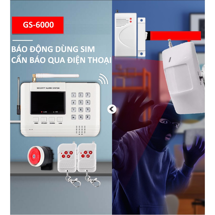 Thiết Bị Chống Trộm Dùng SIM Guardsman GS-6000 Hỗ Trợ LOA Hú Công Suất Lớn