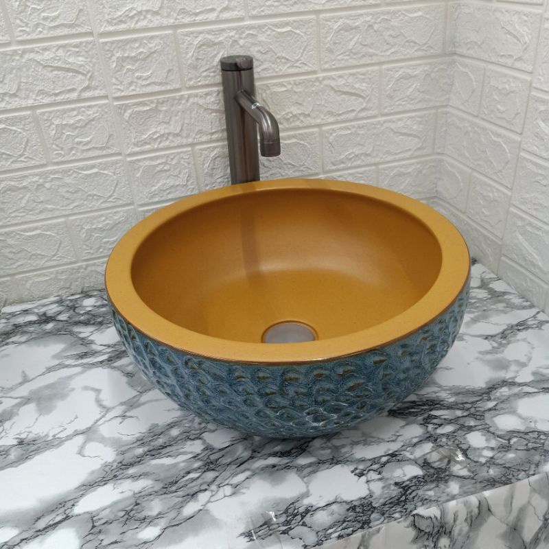 Chậu lavabo bàn đá men ngọc sứ giả đá