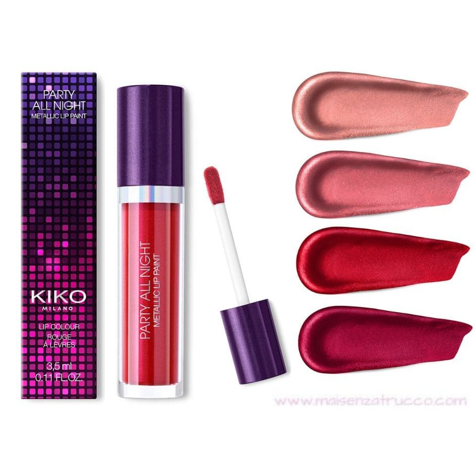 Son kem lì Kiko ❤️FREESHIP❤️ Kiko Party All Night rossetto metallico - Son lì 10 giờ có ánh kim- Kiko Milano Italy