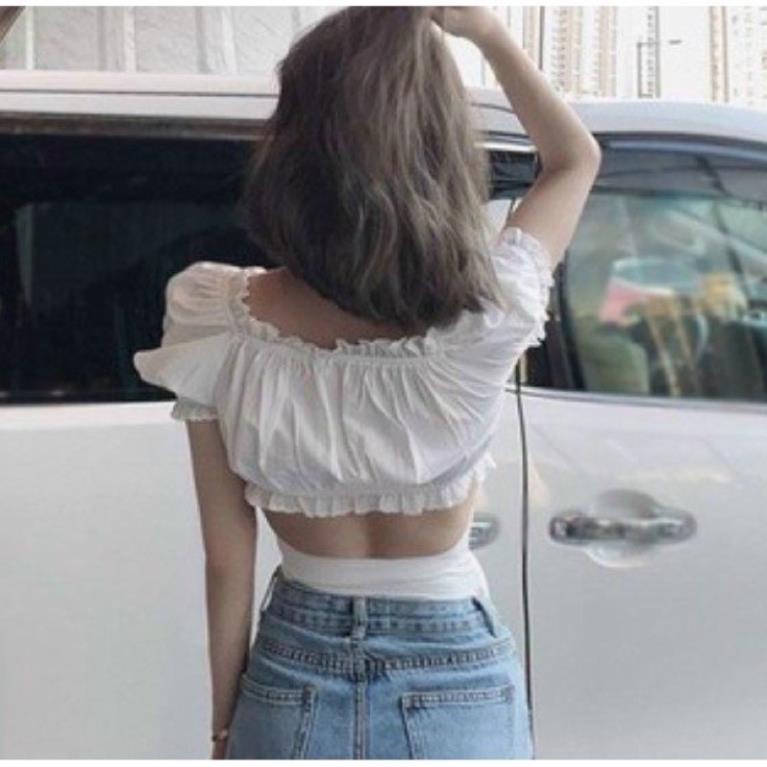 Áo buộc dây nơ eo trước - áo kiểu croptop dáng điệu đà . mã A13