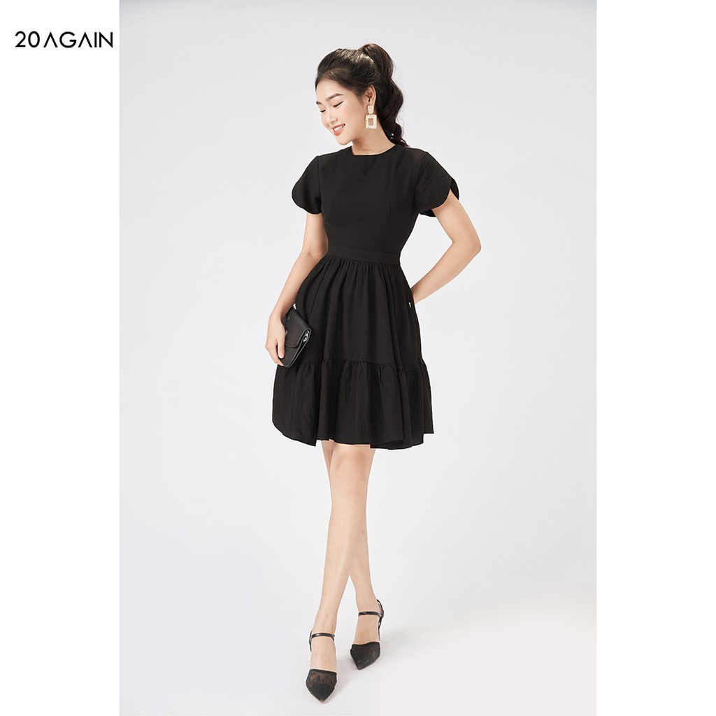 Váy xòe tay nụ hồng 20AGAIN, đầm nhún bèo dịu dàng thanh lịch DEA1851 | BigBuy360 - bigbuy360.vn