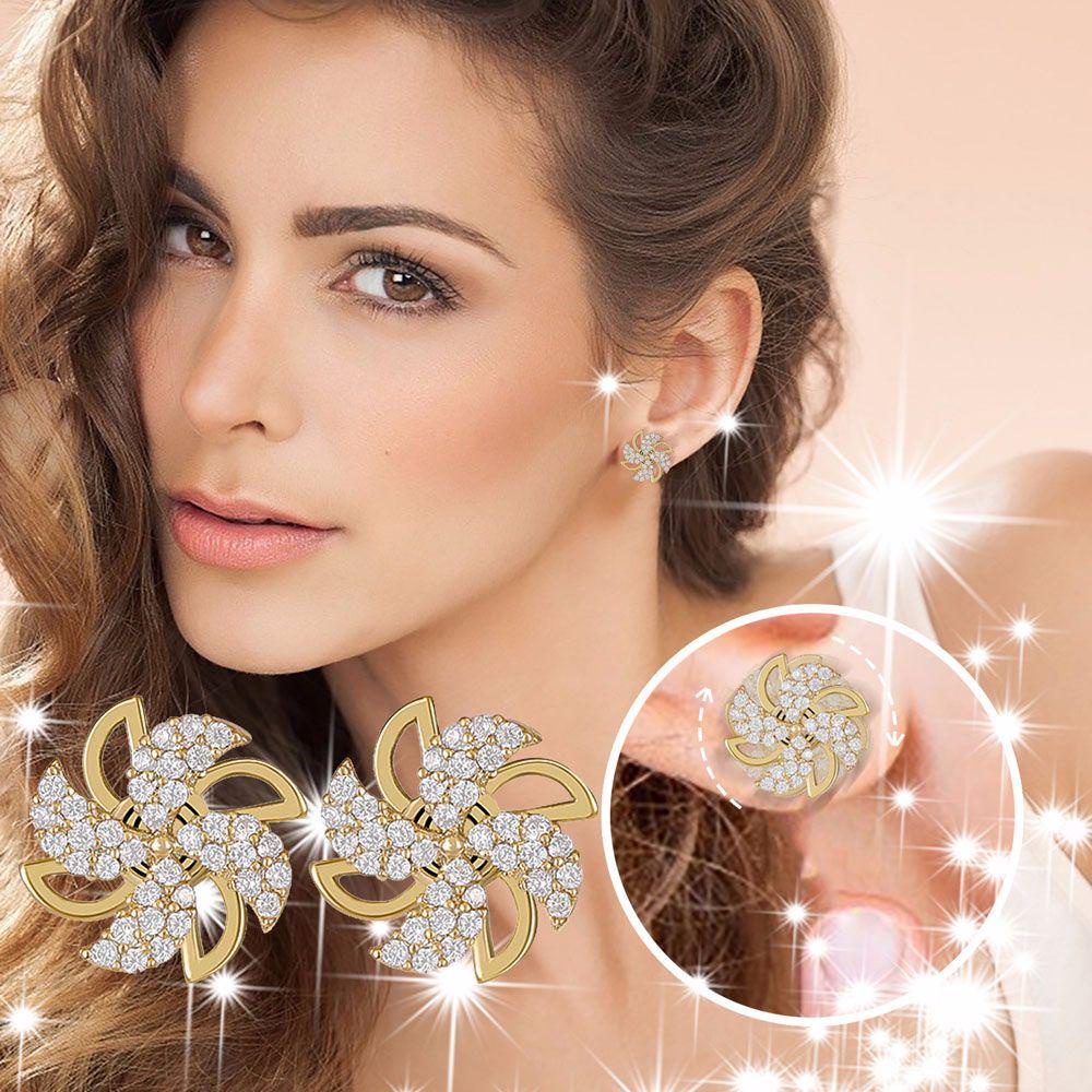 Vanes1 Bông Tai Hình Cối Xay Gió Xoay Thanh Lịch Ngọt Ngào|Bông Tai Hình Cối Xay Gió Bằng Kim Loại Màu Sắc Đơn Giản