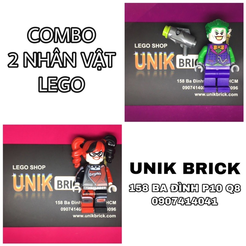 Lego UNIK BRICK Combo 2 nhân vật Joker và Harley Quinn trong Super Heroes Siêu anh hùng chính hãng (