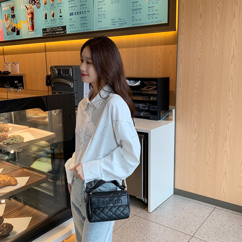 Túi Đeo Chéo Thêu Họa Tiết Đính Ngọc Trai Thời Trang Cho Nữ