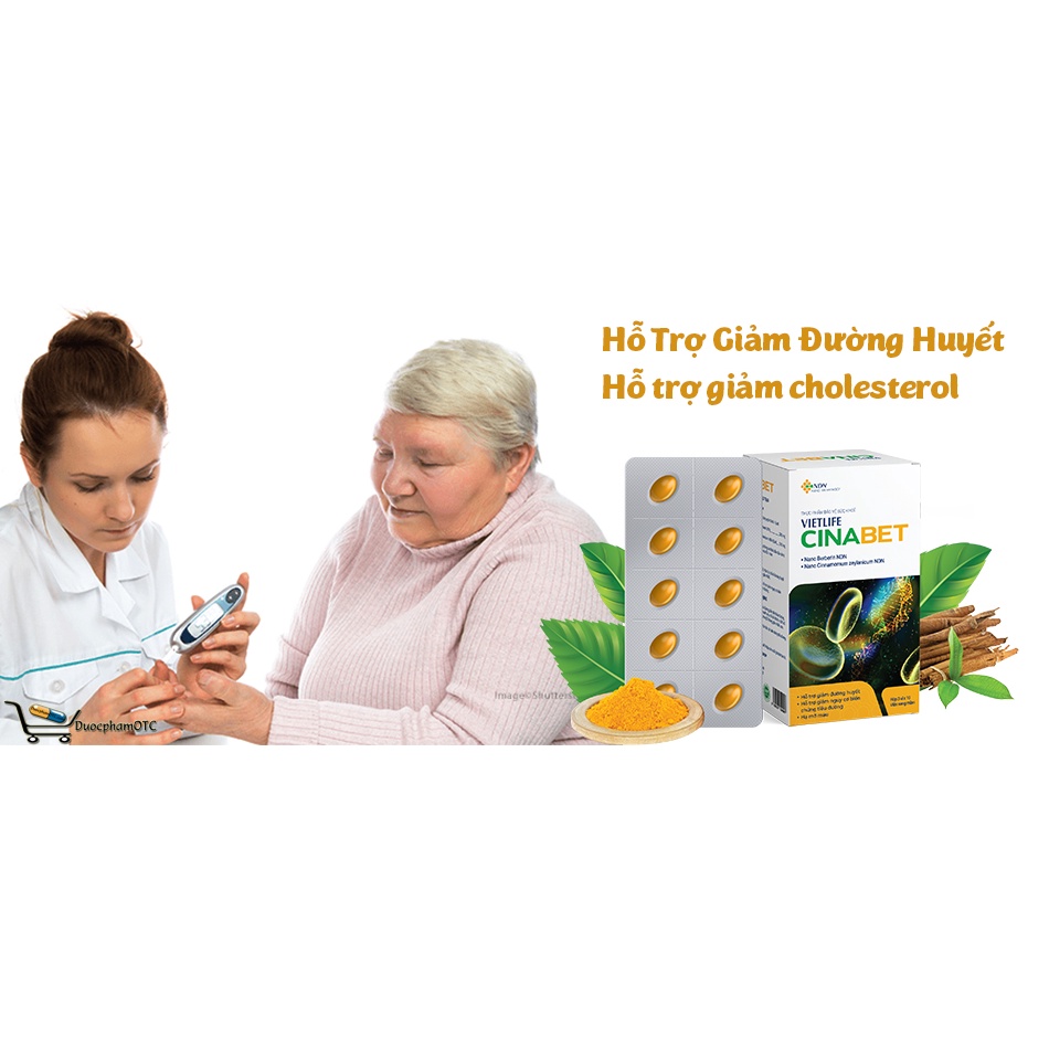 VIETLIFE CINABET – Hỗ trợ cải thiện tiểu đường, ổn định đường huyết, ngăn biến chứng tiểu đường (hộp 30 viên nang)