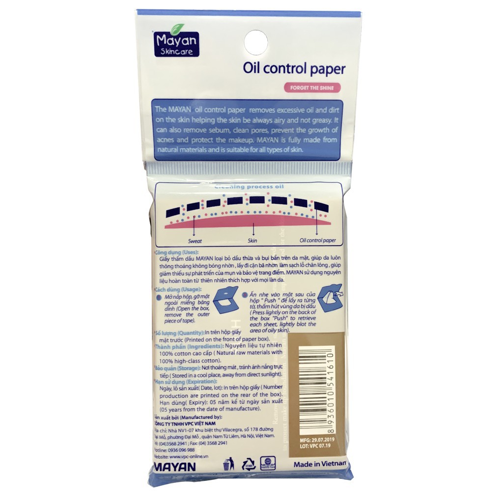 Giấy thấm dầu Mayan Oil Control Paper Hàn Quốc gói 200 tờ