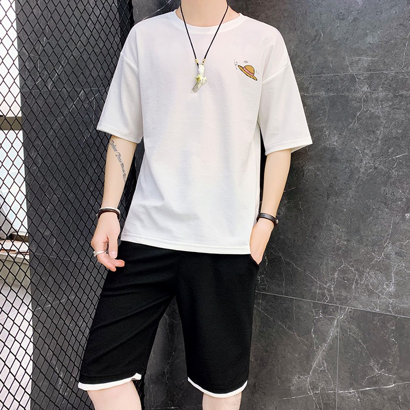 Bộ Quần Áo Thun Nam Thời Trang In Họa Tiết Mũ Rơm Cá Tính Năng Động Zenkonam MEN QA 082
