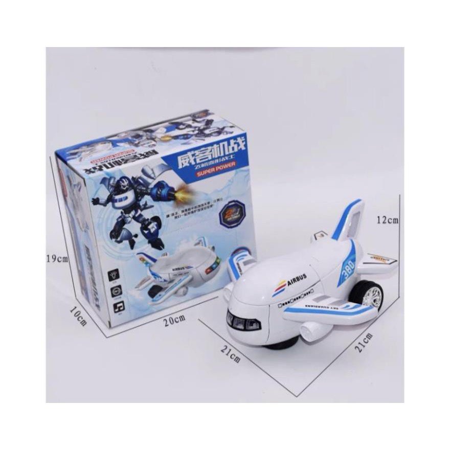 Đồ chơi siêu máy bay biến hình rô bốt chạy pin đèn nhạc vui nhộn-Đồ chơi giáo dục cho bé