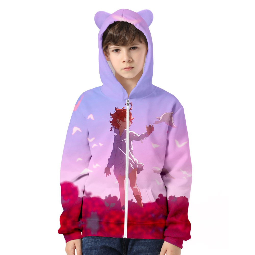 Áo Khoác Hoodie Có Khóa Kéo Hình Tai Mèo Dễ Thương Cho Bé